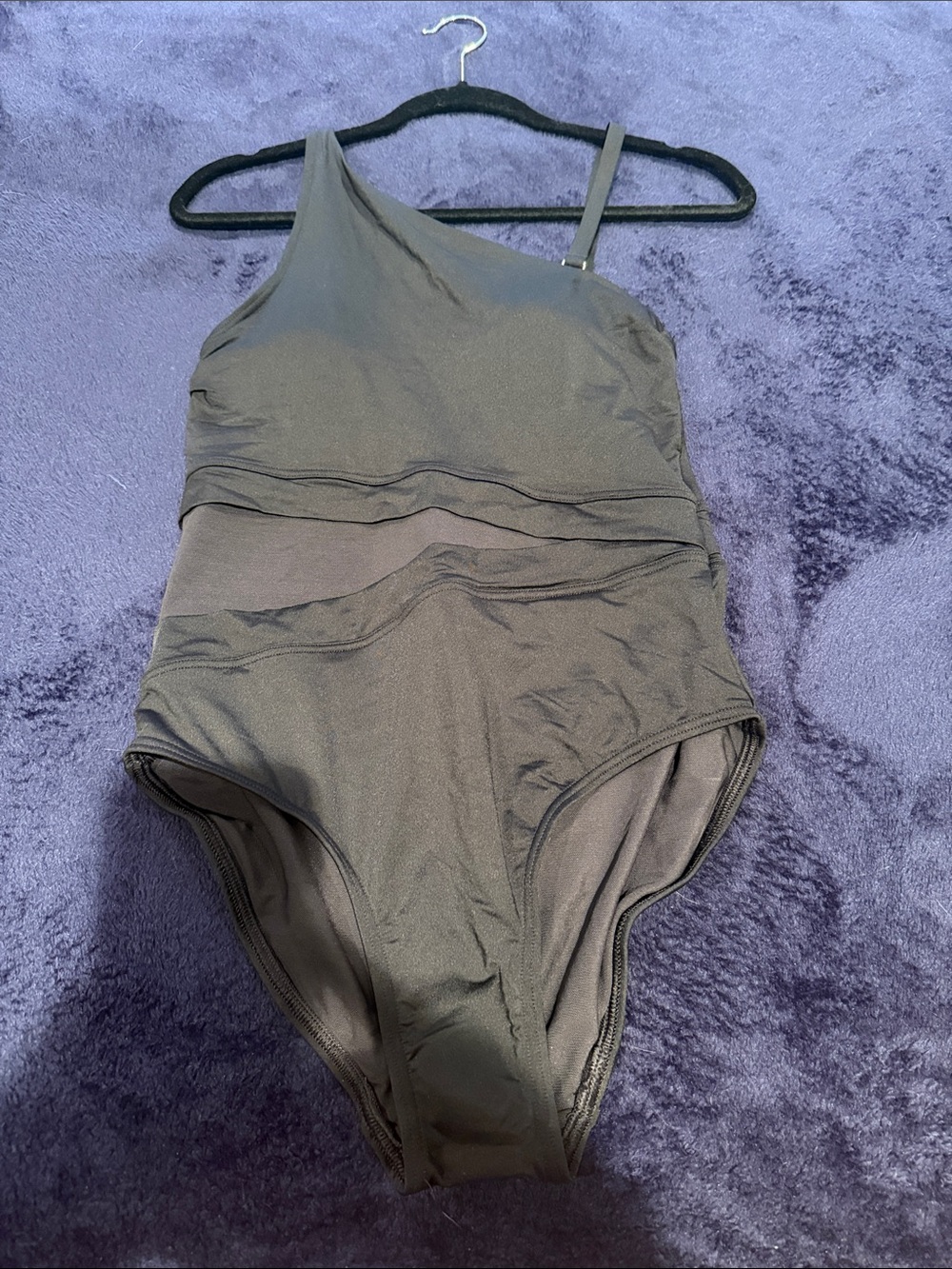 Lands' End One-Shoulder Black Women's Swim Bodysuit